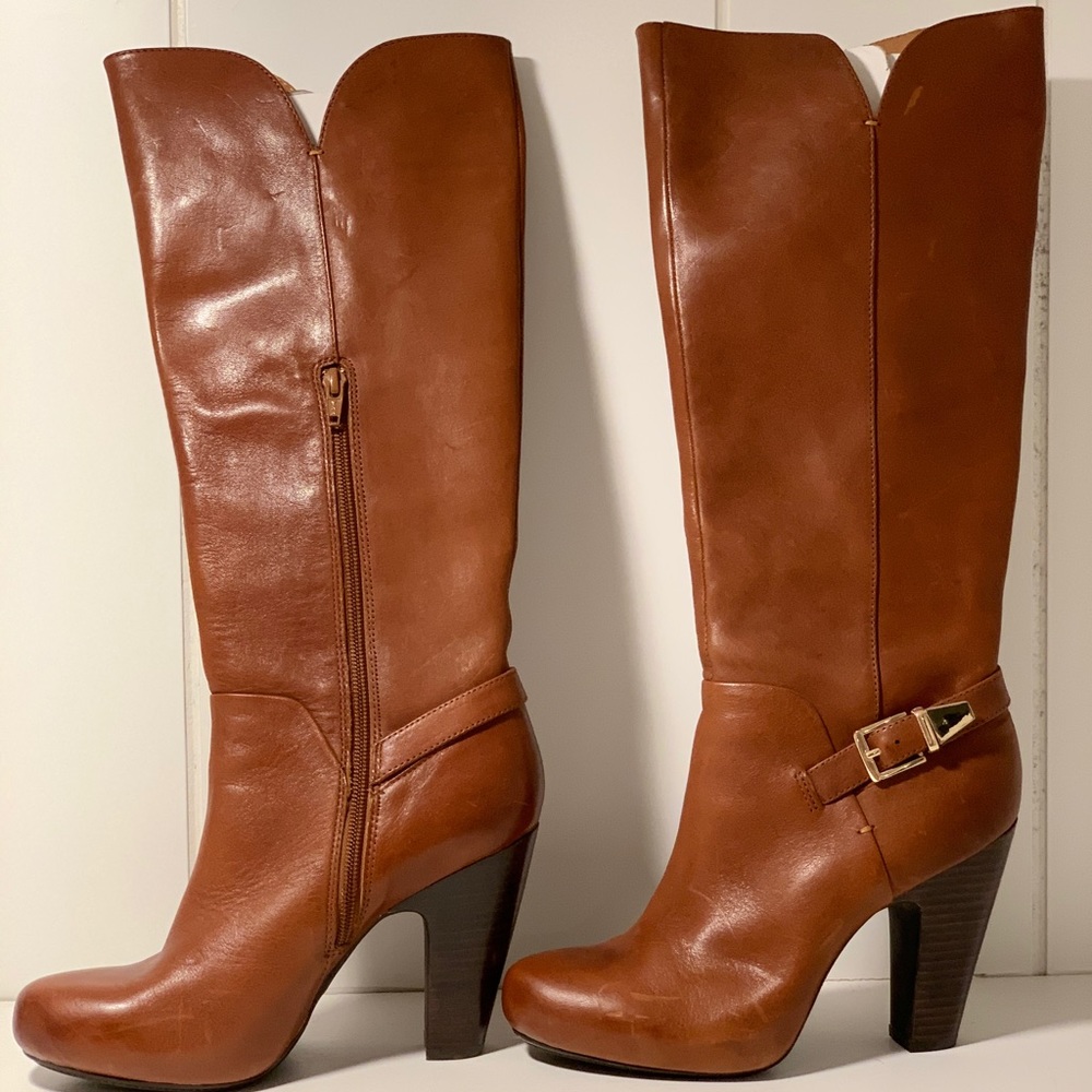 Sofft Felicity Brown Leather Knee High Boots - New